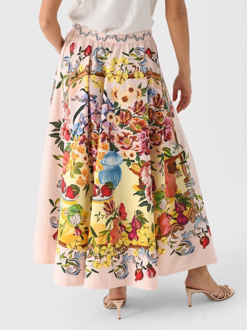 FARM Rio Pink Garden Terrace Organic Cotton Midi Skirt - Picture 9 of 16